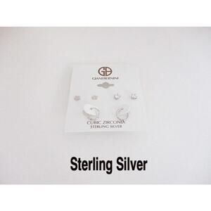 2068 Giani Bernini Earring Sterling Silver 3-Pr Cubic Zirconia Star/Round/Hoop